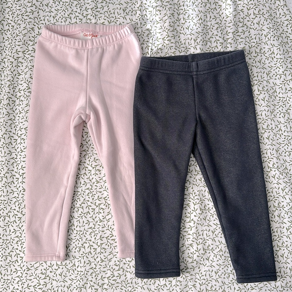 Bundle of Cat & Jack  & Carters 2T fleece lined leggings